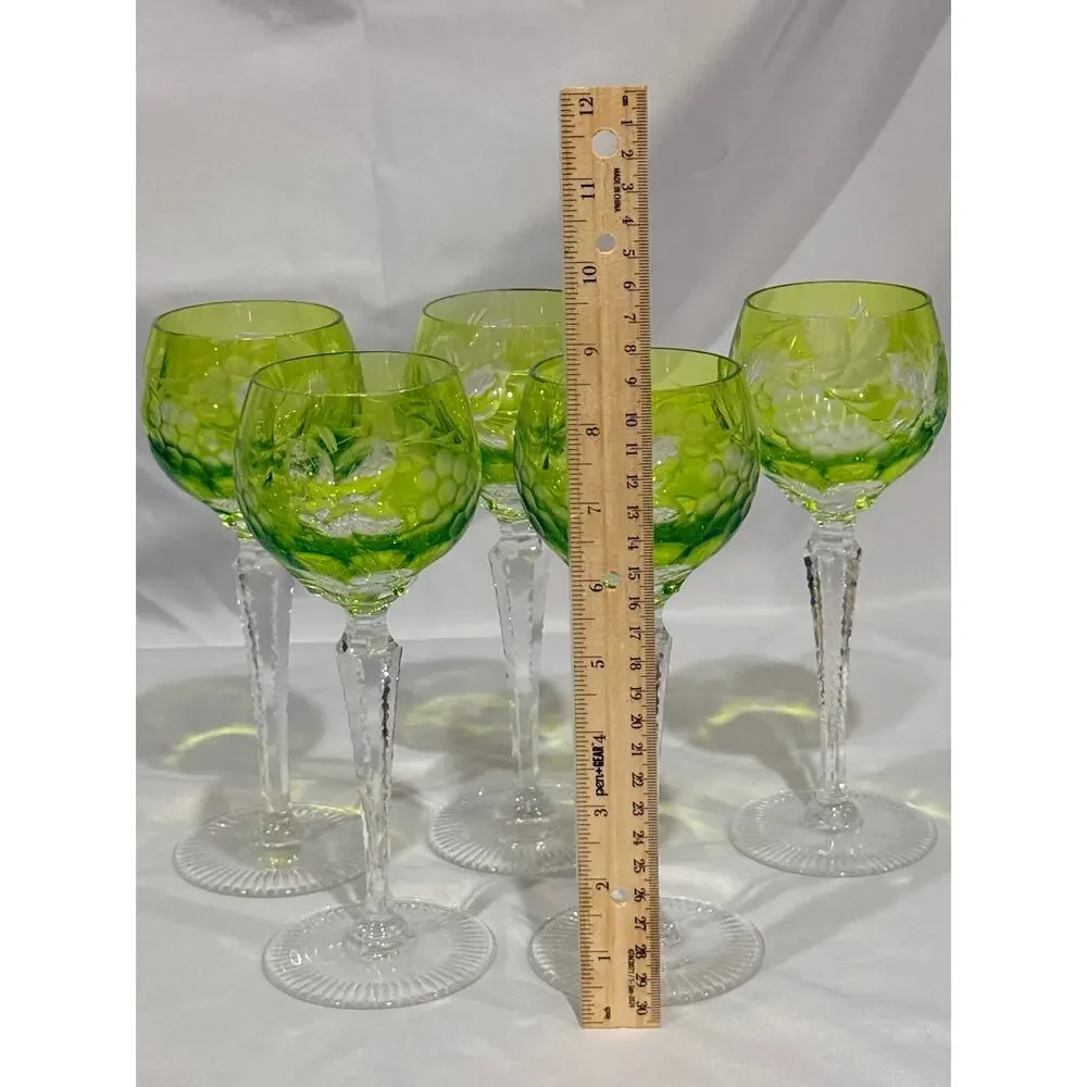 Vintage Nachtmann Traube Chartreuse Wine Hock Goblets Set of 5 Pattern German